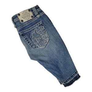 Miss Me Women's Embroidered Denim Jean Shorts Medium Wash Sonoma Blue Size 26